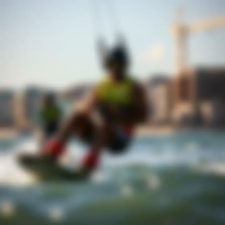 Kiteboarders Enjoying Perfect Tide Conditions Kiteboarders taking advantage of optimal tide conditions