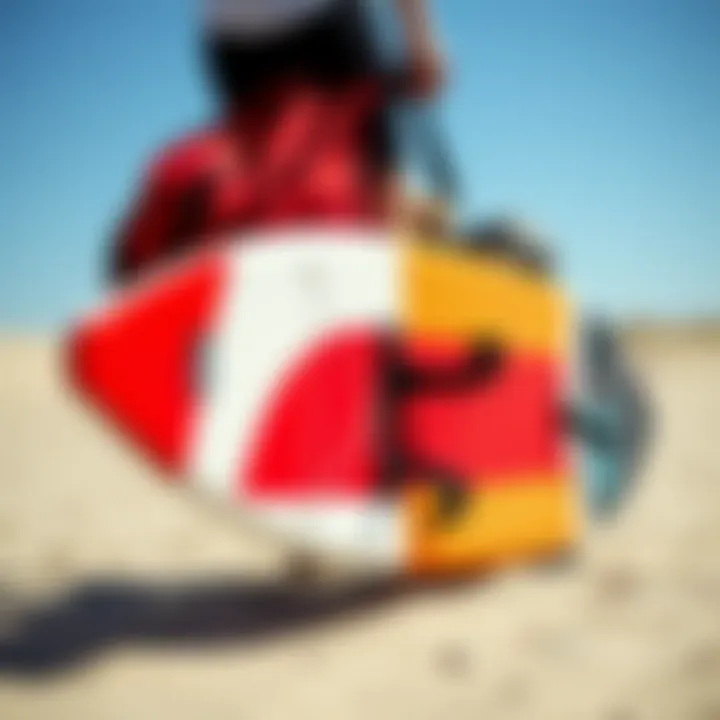 Traveling with Kite Surfboard Bags Kite surfboard bag being used for travel