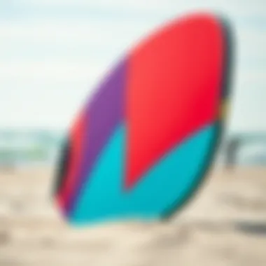 Explore the Beauty of Kite Boarding A vibrant kite board on the beach with a clear sky