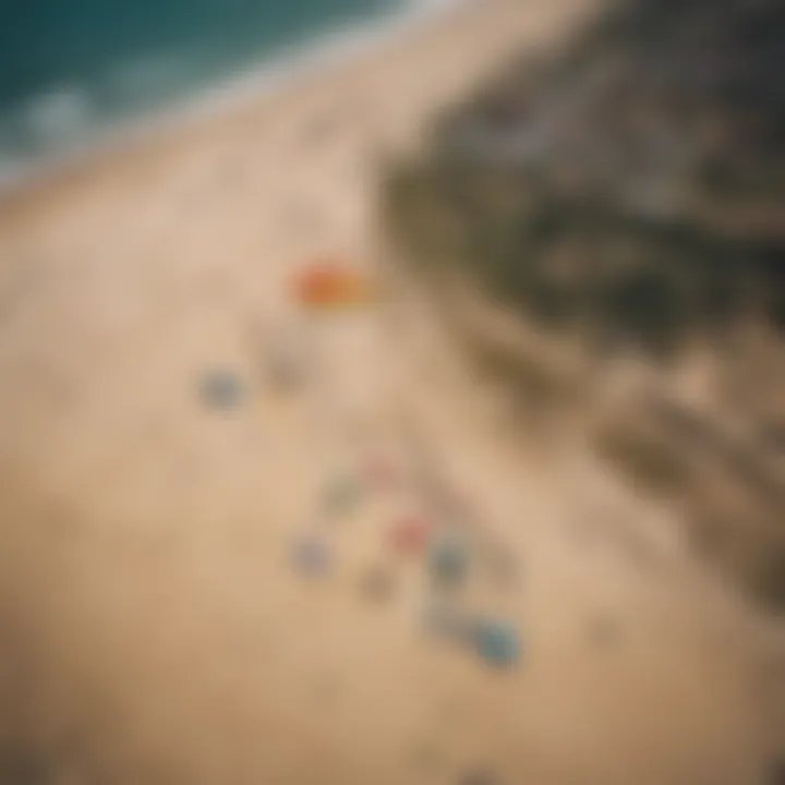 An aerial view of a kite festival demonstrating vibrant kites in flight