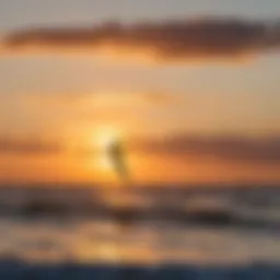 Stunning kite surfing action against a vibrant sunset in Cape Cod