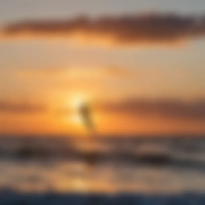 Stunning kite surfing action against a vibrant sunset in Cape Cod