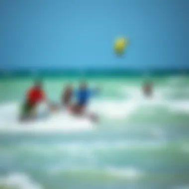 Kite Surfing Community A group of kite surfers enjoying the waves together