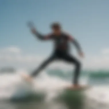 Kite surfer executing an advanced maneuver over waves