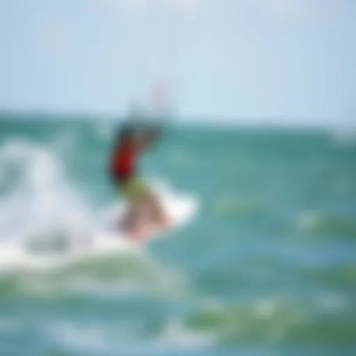 Kite surfing action on the waves of Florida