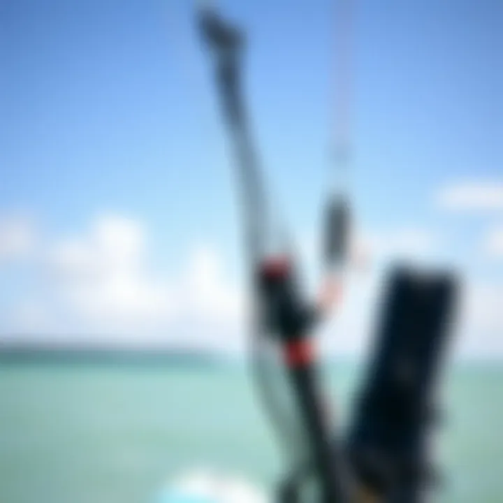 Close-up of essential kite surfing equipment