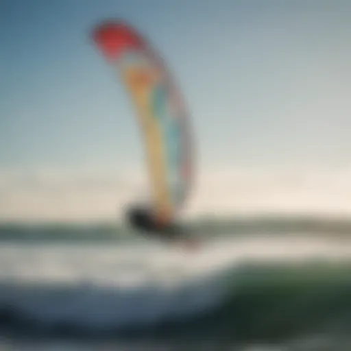 A vibrant view of kite surfers gliding over the waves at St. Pete Beach