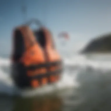 Various styles of life jackets for kite surfing displayed together