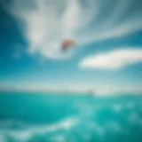 A breathtaking view of kite surfers gliding over the clear waters of Miami