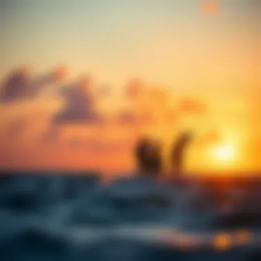 Kite Surfing at Sunset A group of kite surfers enjoying a vibrant sunset session