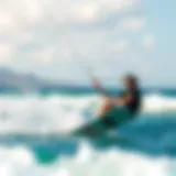 Kiteboarder navigating the waves of Maui