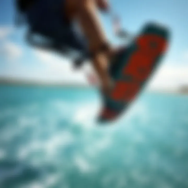 Kiteboard safety leash in action during a kiteboarding session