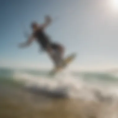 Kiteboard training session on a vibrant beach