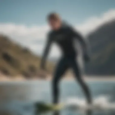 Kiteboarder wearing a properly fitted Patagonia wetsuit