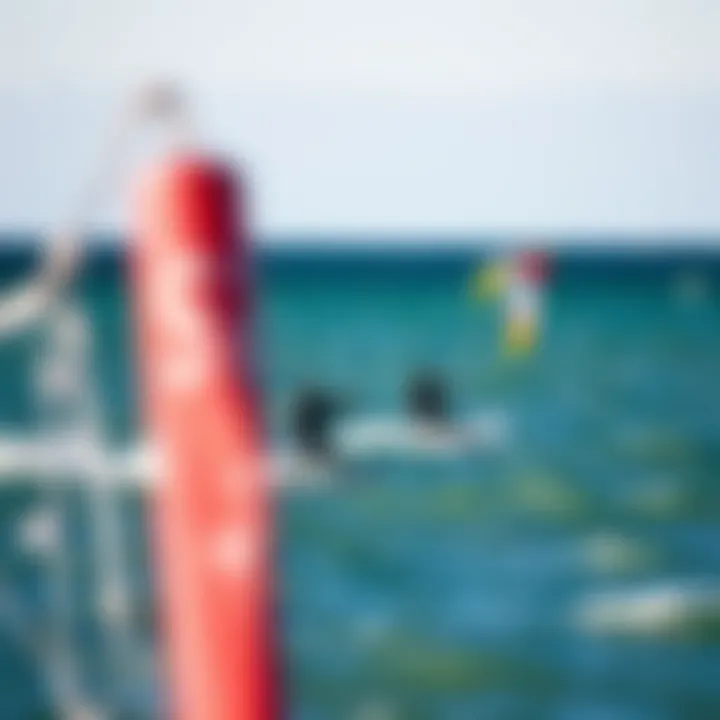 Kiteboarders enjoying ideal conditions influenced by the buoy