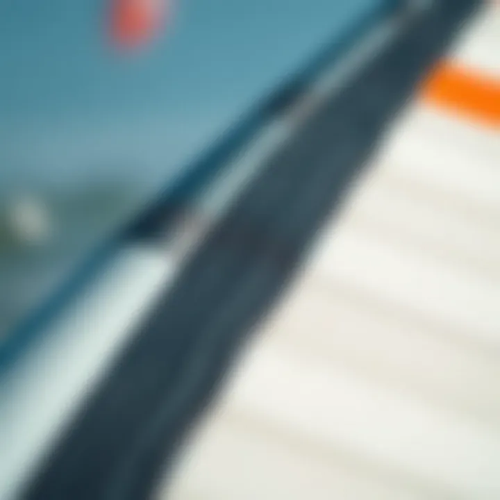 Close-up of a kiteboarding board's material composition and texture