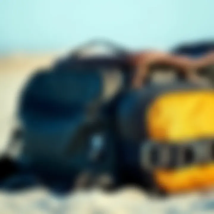 A close-up of high-quality materials used in kiteboarding gear bags.