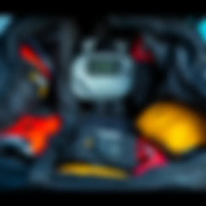 Organized interior of a kiteboarding gear bag