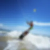 Vibrant kiteboarding action on the beach
