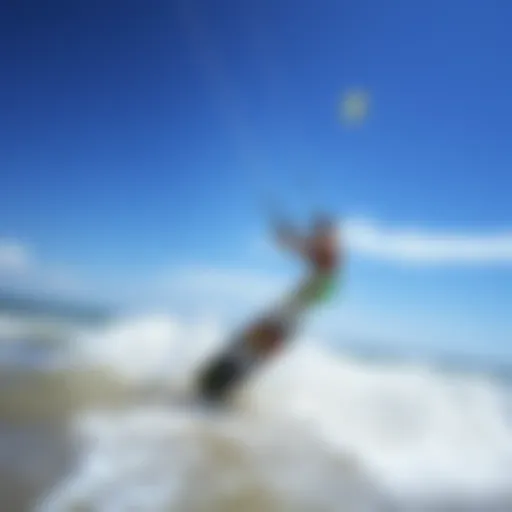 Vibrant kiteboarding action on the beach