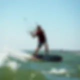 Dynamic kiteboarding action on the water