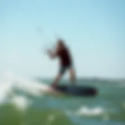 Dynamic kiteboarding action on the water