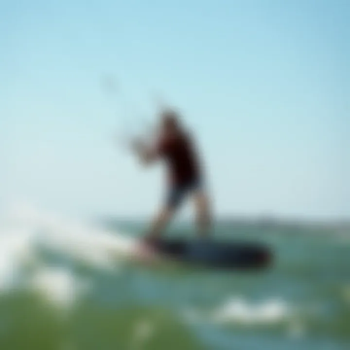 Dynamic kiteboarding action on the water