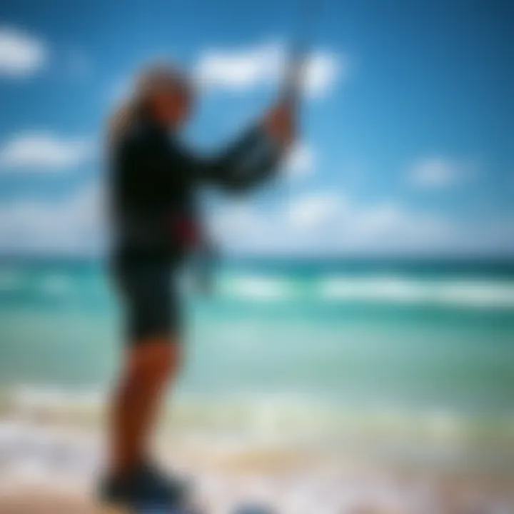 Instructor demonstrating safety protocols on the beach