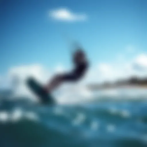 Kiteboarder navigating strong winds