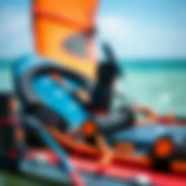 A detailed view of a kiteboarding package components