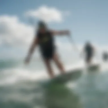 A group of kiteboarders enjoying a day on the waves