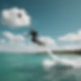 Kiteboarders gliding over turquoise waters in San Juan