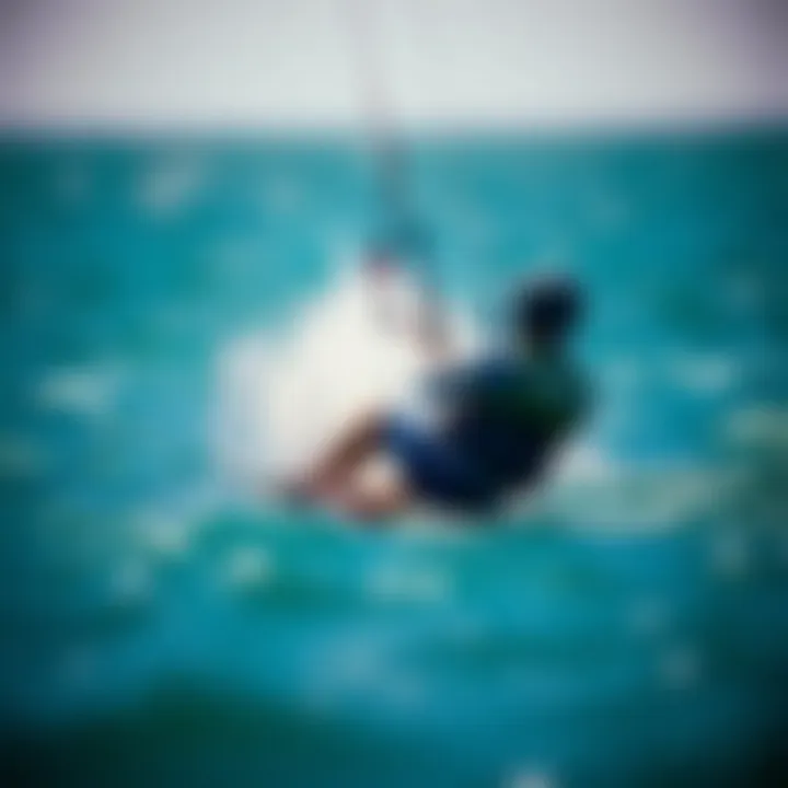 Kiteboarding session with a pumped kite