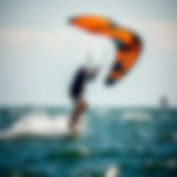 Kiteboarding rider harnessing the North Reach Kite