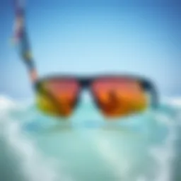 Kitesurf glasses reflecting ocean waves