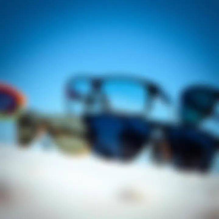 Diverse styles of kitesurf glasses displayed