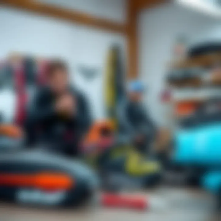 Caring for Your Kitesurf Gear Maintenance of kitesurfing equipment at a workshop