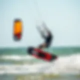 Kitesurfing action shot on the Algarve coast