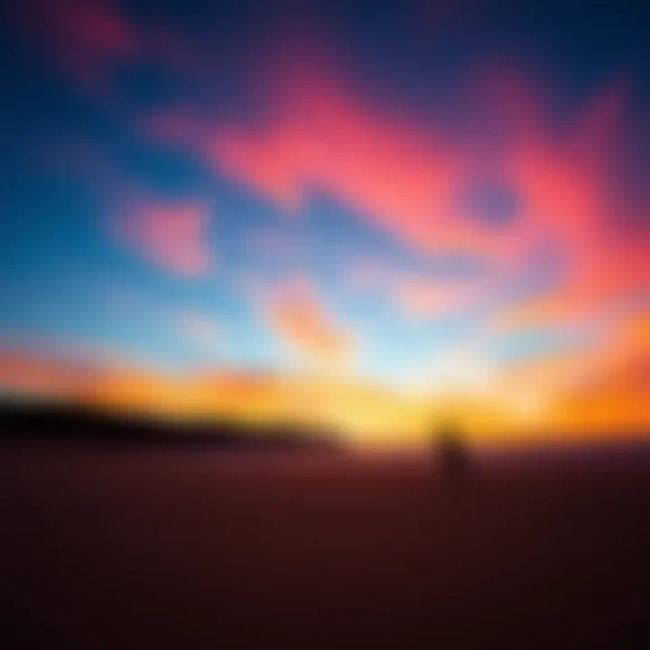 A vibrant sunset over a kitesurfing beach in the Algarve