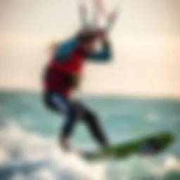 Stylish kitesurfing gear in action