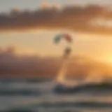 A vibrant kitesurfing scene at sunset in Costa Rica