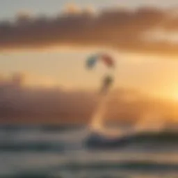 A vibrant kitesurfing scene at sunset in Costa Rica