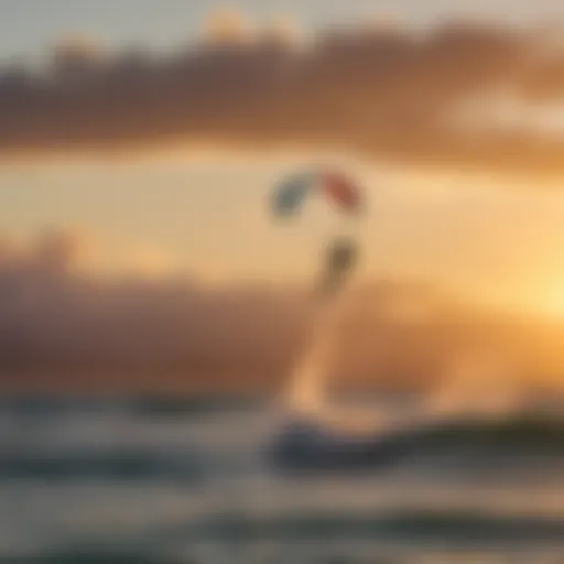 A vibrant kitesurfing scene at sunset in Costa Rica