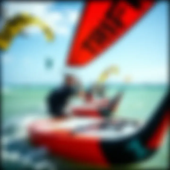 A vibrant display of popular kitesurfing brands