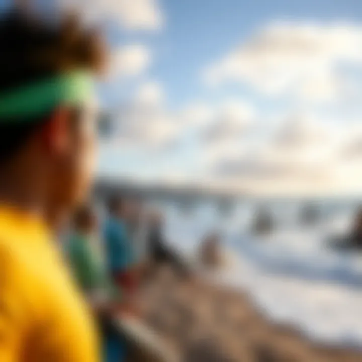 Local kitesurfing community gathering at the beach