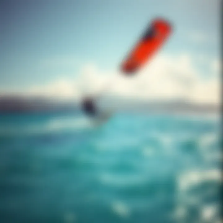 Kitesurfer gliding over azure waters of Honolulu