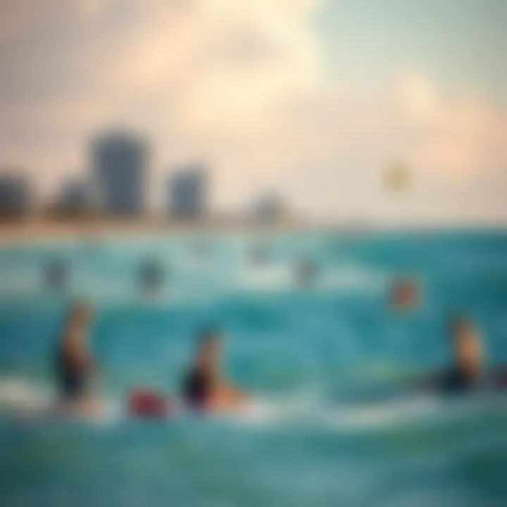 Kitesurfing Community on the Miami Coastline Community gathering of kitesurfers enjoying the Miami coastline