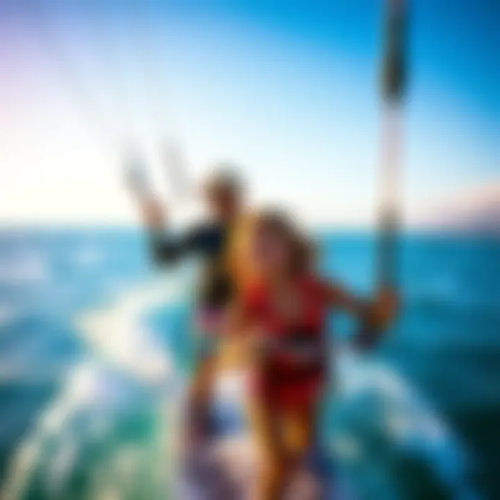 Kitesurfing instructor guiding a student