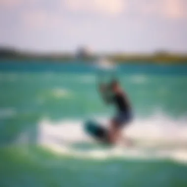 Dynamic Kiteboarding Action in Lake Worth Kiteboarder riding the waves in Lake Worth waters