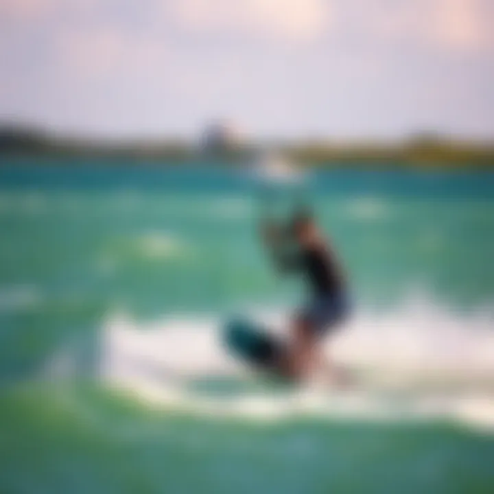 Dynamic Kiteboarding Action in Lake Worth Kiteboarder riding the waves in Lake Worth waters